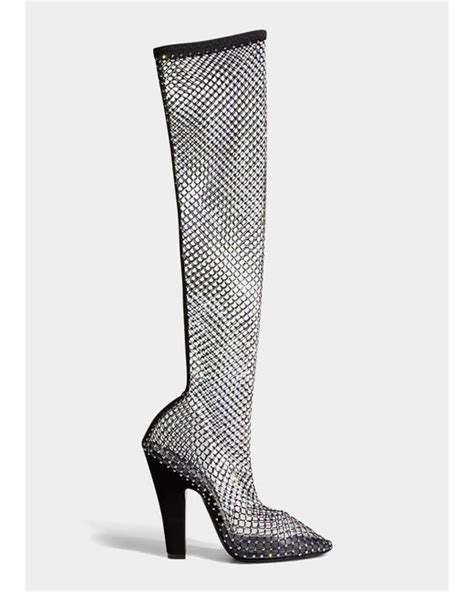 ysl 68 boots in mesh with strass|Saint Laurent Knee.